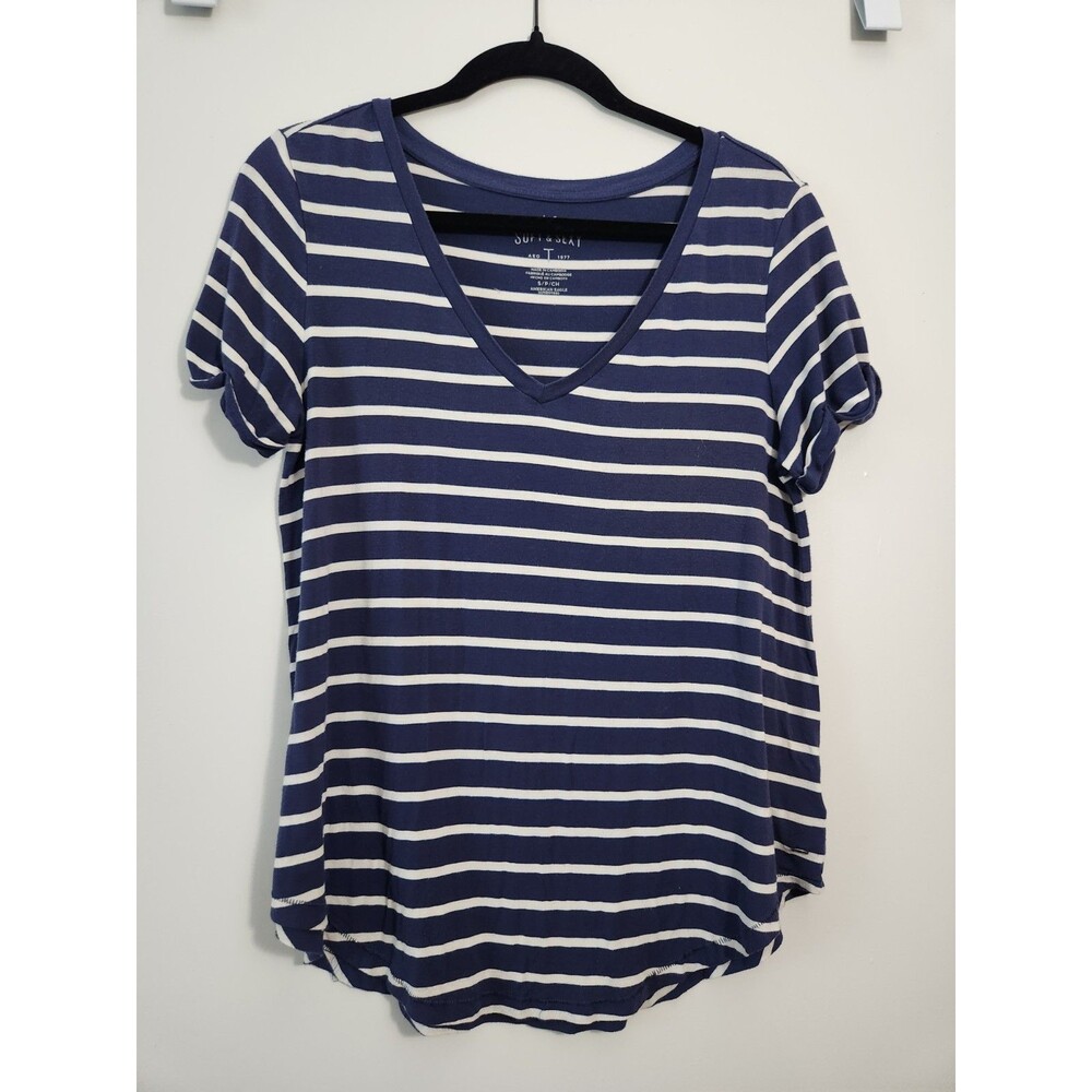 American Eagle Womens Sz S Soft & Sexy Striped Short Sleeve Shirt Top Blue Comfy